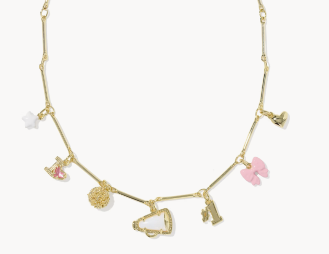 Kendra Scott Cheer Charm Necklace Gold Pink White Mix