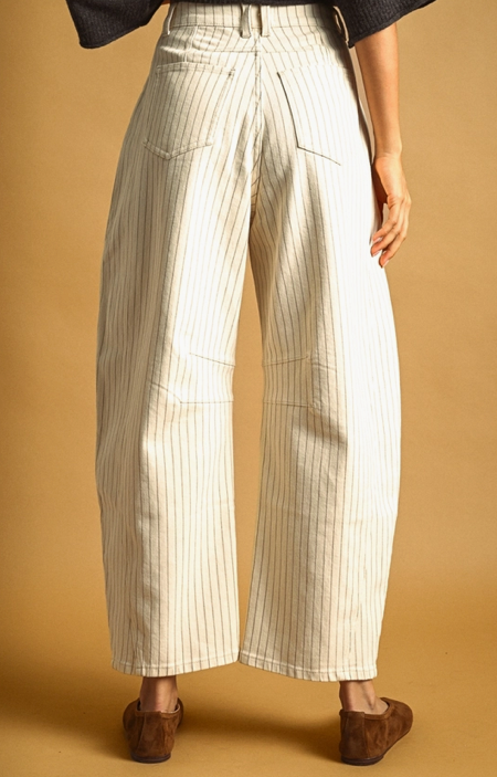 Pinstriped Pattern Barrel Pants