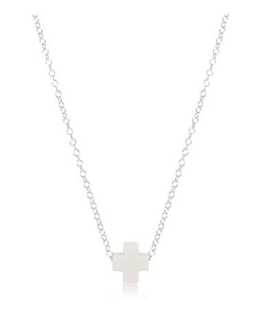 N16SSSCOW 16' Necklace Sterling- Signature Cross Off-White