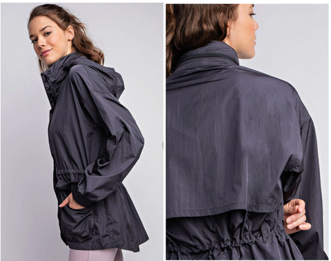 Parachute Long Sleeve Jacket  ( Charcoal )