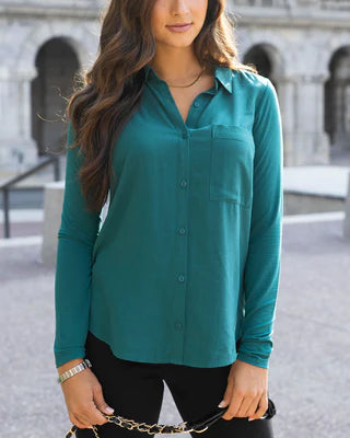 Grace and Lace Stretch-Fit Button Up Top