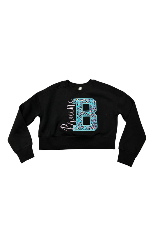 Bruin "B" Sequin Appplique Crop Sweatshirt