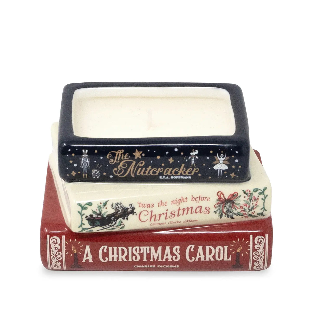 C-26 Christmas Stacked Books Candle