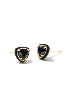 Arden Gold Black Agate Stud Earrings