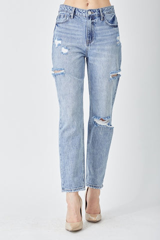 Risen High Rise Ankle Barrel Jeans