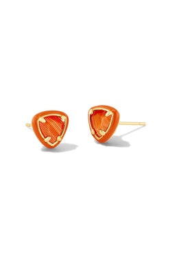 Arden Stud Earrings Gold Orange Banded Agate