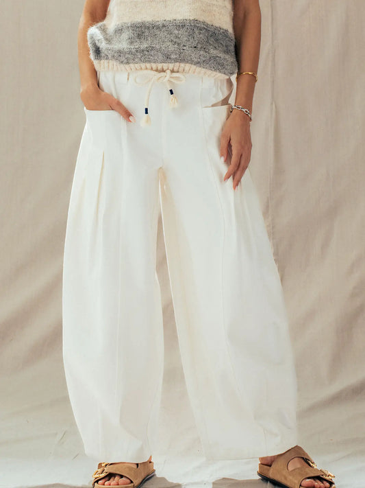 Rope Drawstring Balloon Pants Pleated Front