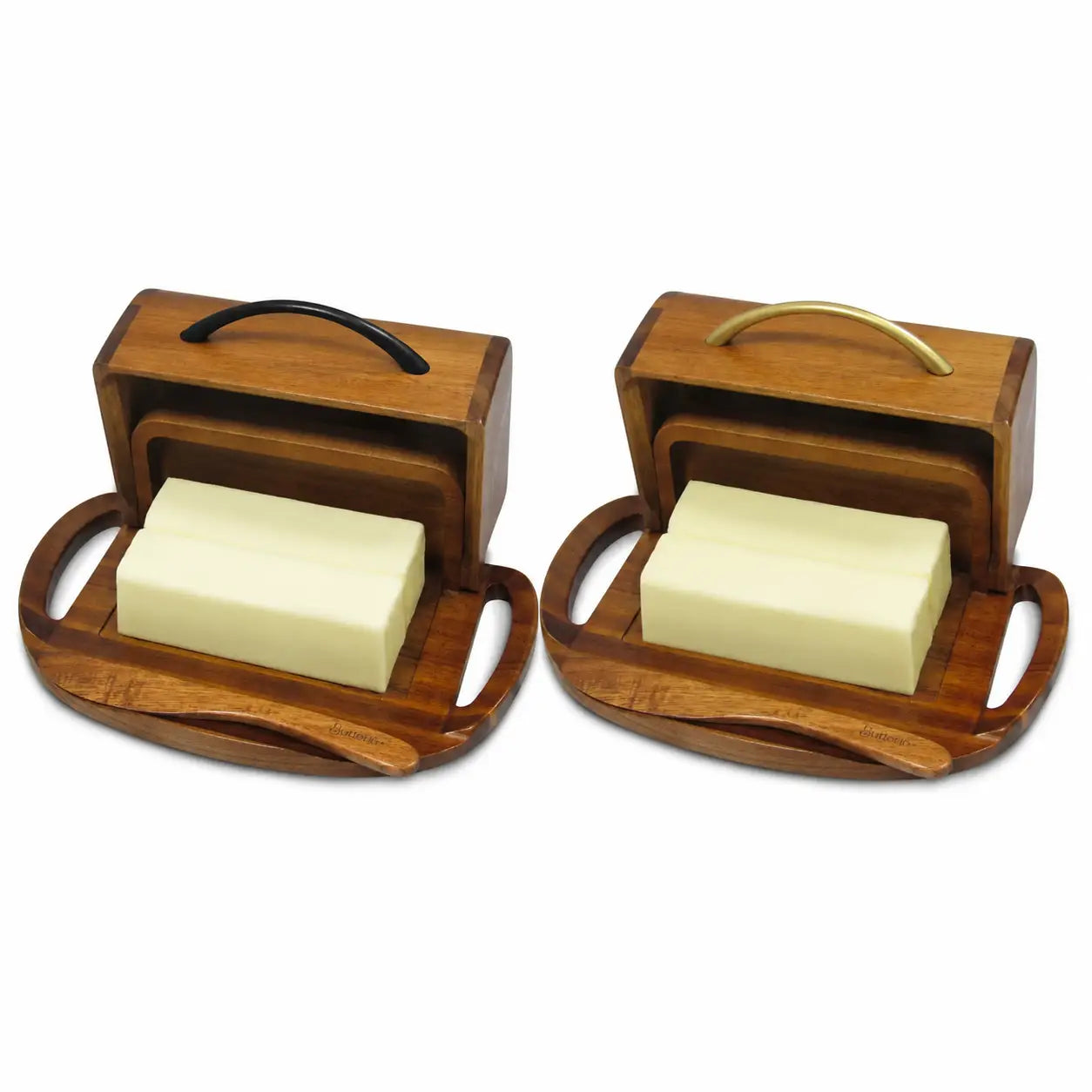 Acacia Wood Flip-Top Butter Dish w/ Spreader
