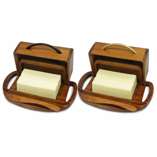Acacia Wood Flip-Top Butter Dish w/ Spreader