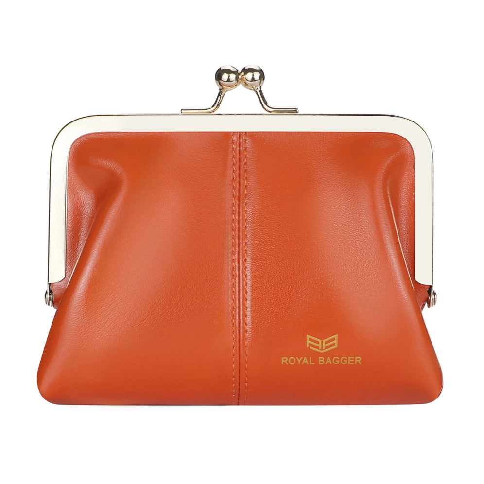 Leather Rfid Kiss-Lock Wallet ( Assorted colors )