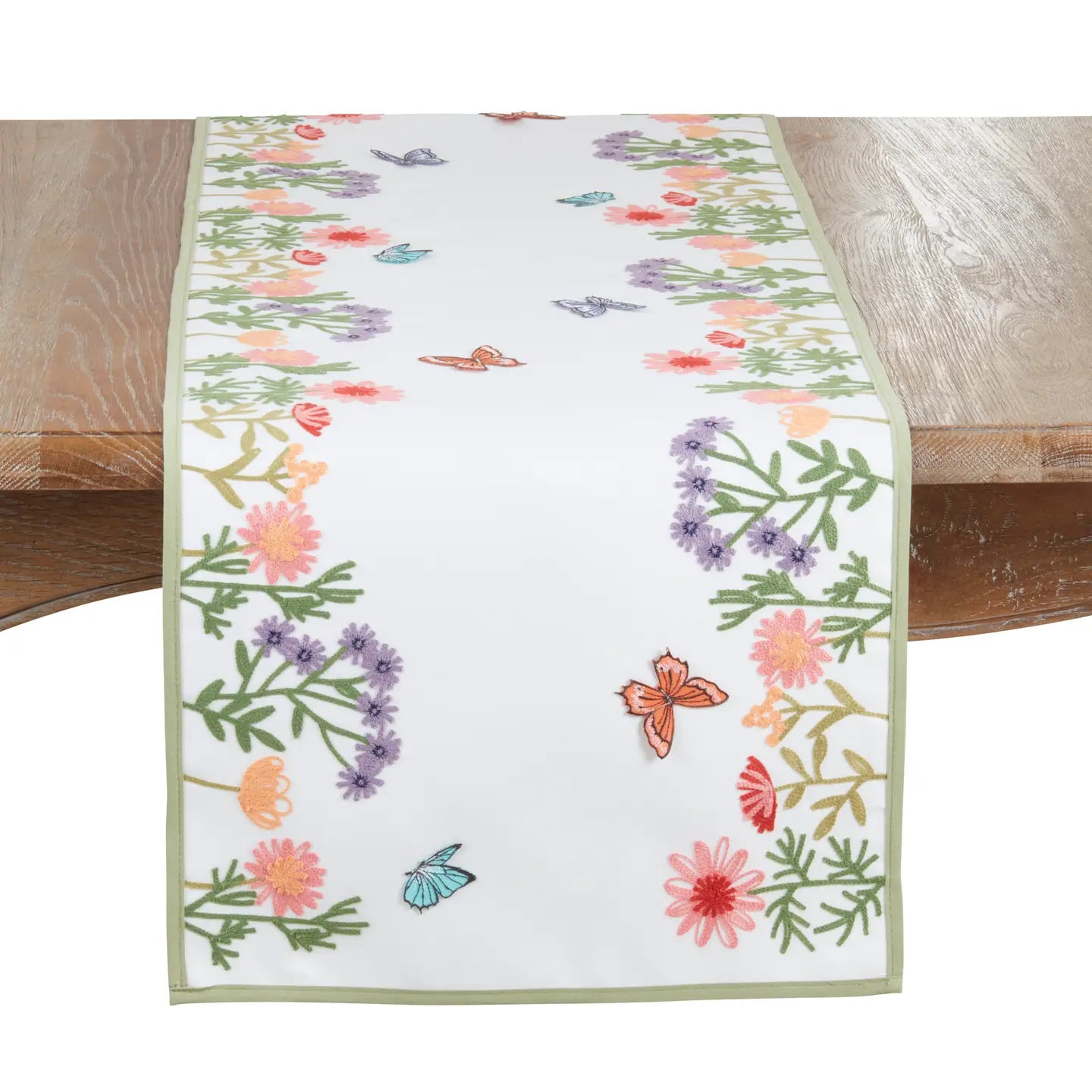 Embroidered Floral Butterfly Decorative Table Runner 16" x 70"