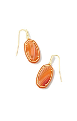 Dani Drop Earrings Gold Orange Banded Agate