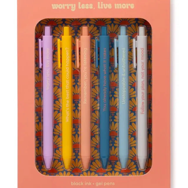 Worry Less, Live More - Quotable Gel Pen Set