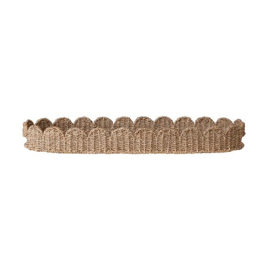 Woven Bankuan Scalloped Tray with Handles
