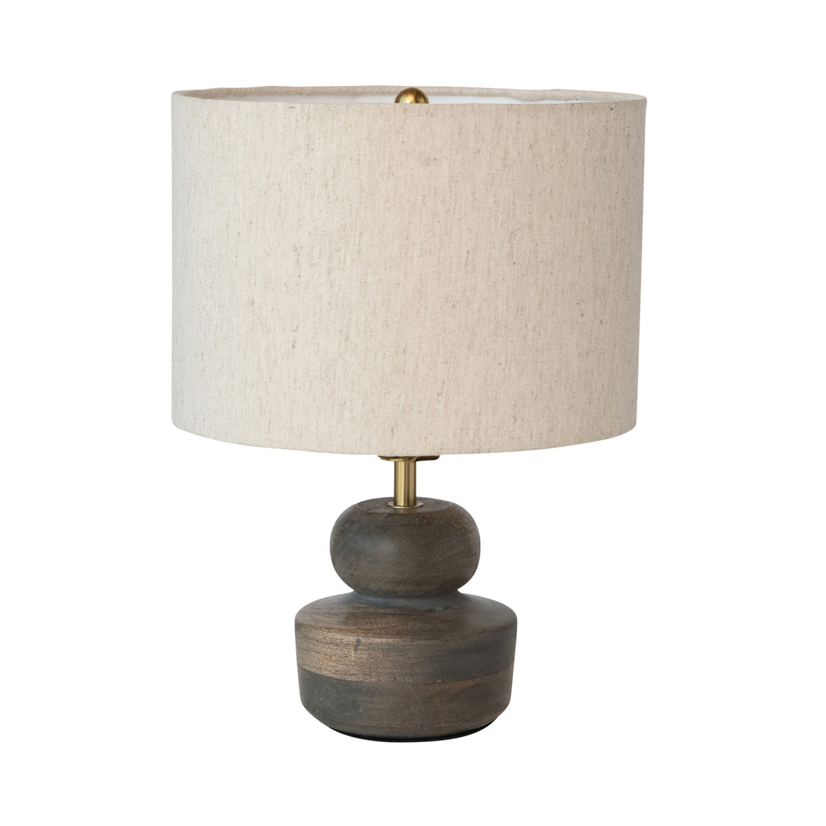 Mango Wood Table Lamp w Cotton Shade