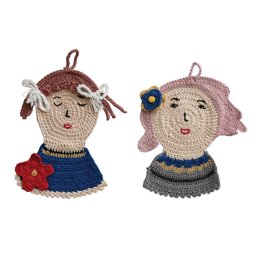 Girl Shaped Pot Holder with Flower