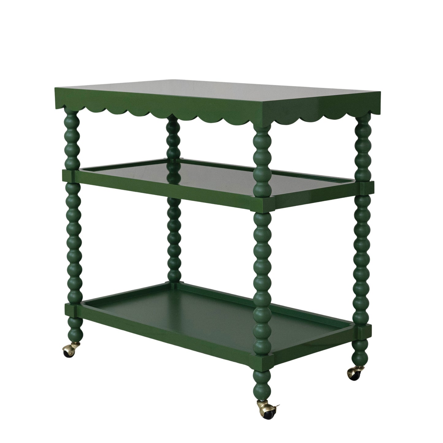 Scalloped 3-Tier Bar Cart on Casters