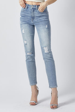 Risen High Rise Crop Skinny Dis Jeans