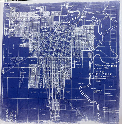 24" x 24" Canvas City of Bartlesville Map