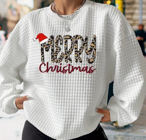 Merry Christmas Waffle Sweatshirt