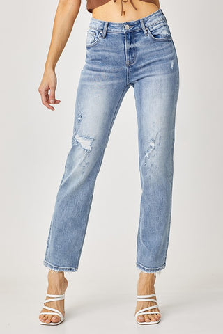 Risen Mid Rise Ankle Straight Relaxed Jeans Curvy