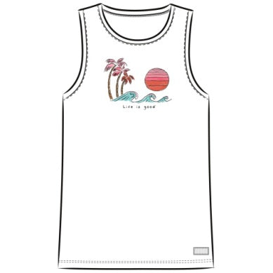 Life is Good W Crusher Tank Quirky Wave Palm