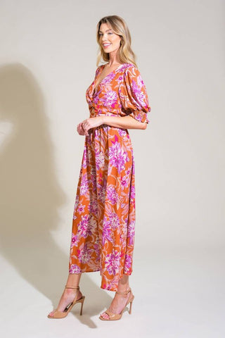 Rust Woven Midi Dress