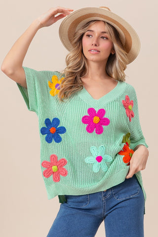 Crochet Flower Patch Sweater