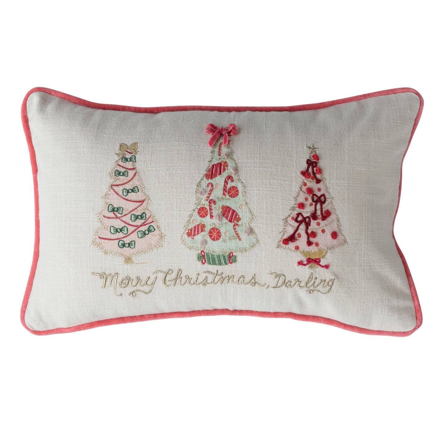 C-26 Lumbar Pillow with Christmas Trees 20"x12"