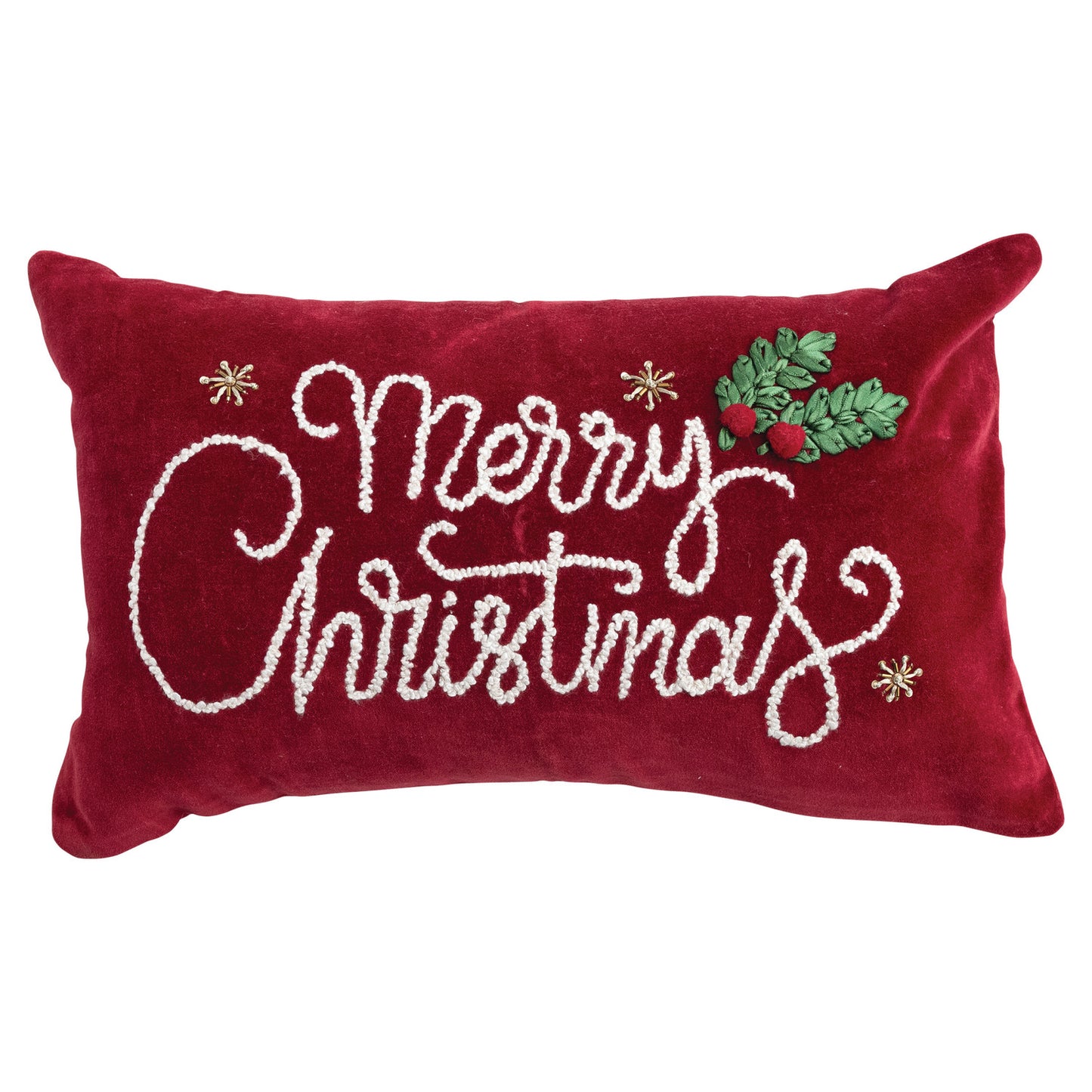 C-26 Cotton Velvet Lumbar Pillow with Embroidery