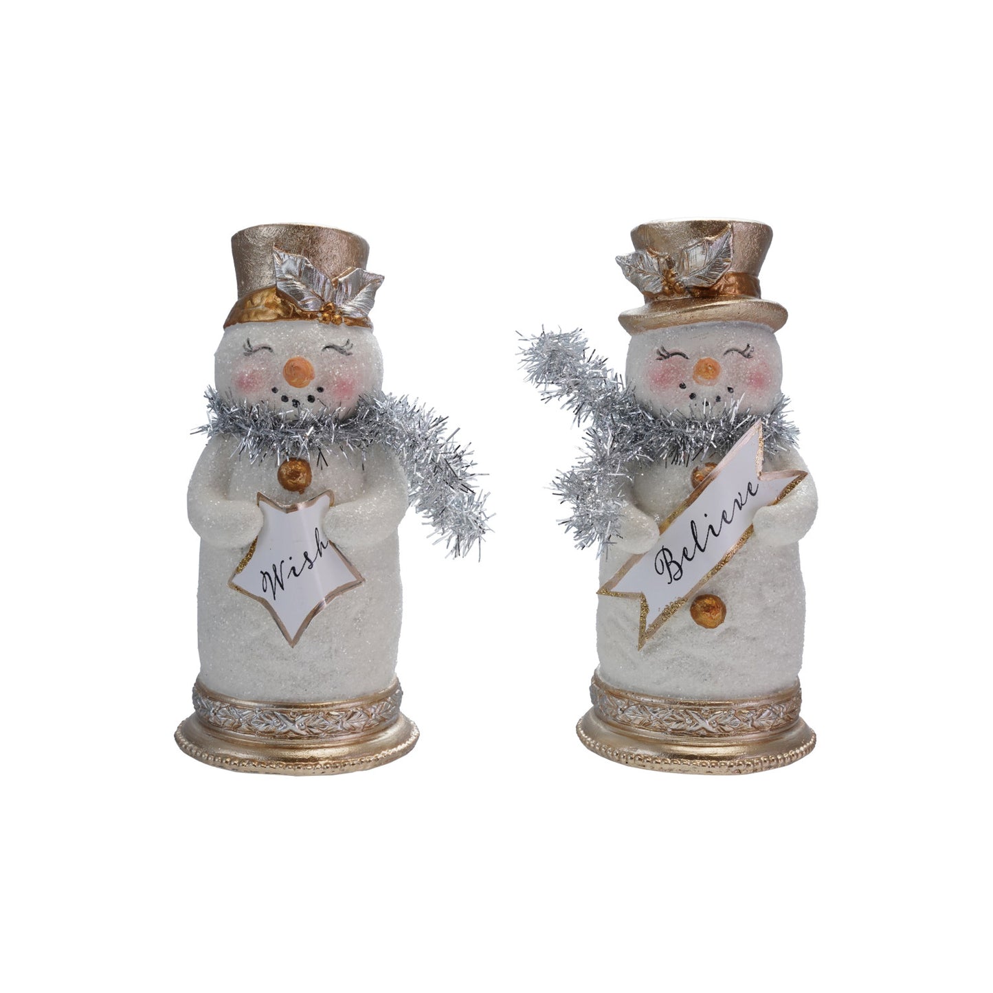 C-26 Resin Snowman with Glitter, Tinsel Scarf