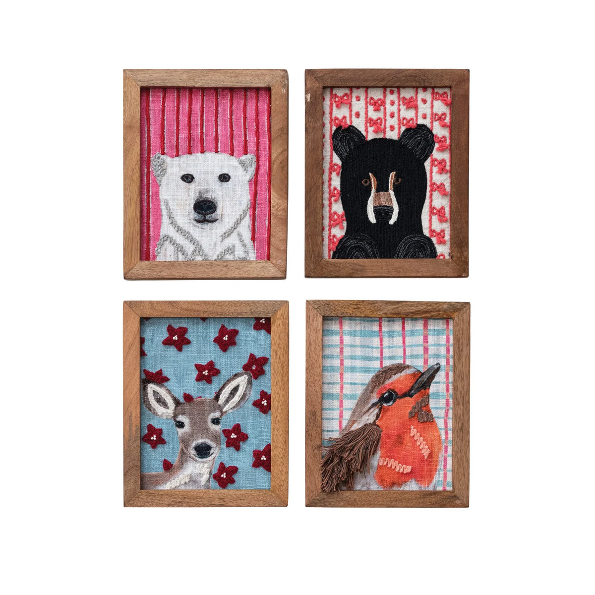 C-26 Framed Cotton Embroidered Wall Decor