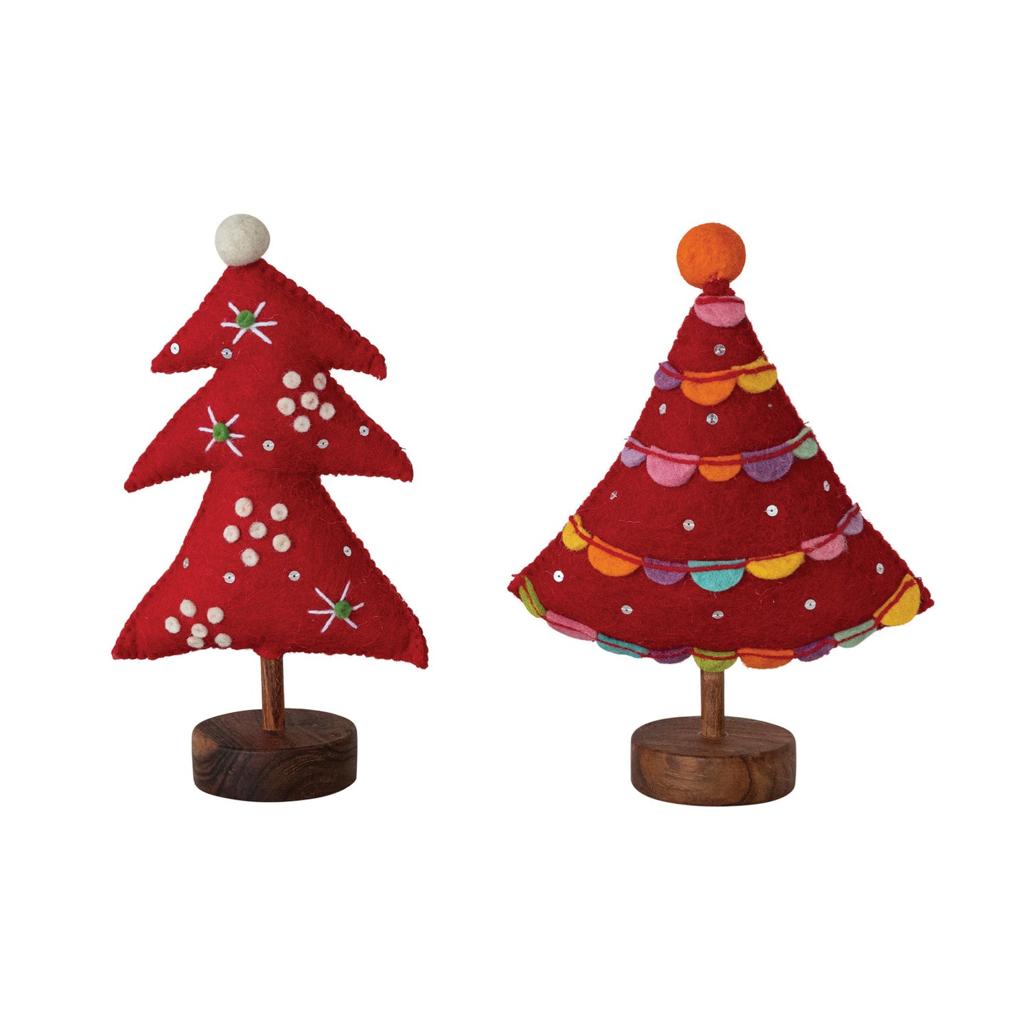 C-26 Handmade Wool Felt Christmas Tree with Embroidery ( Assorted )