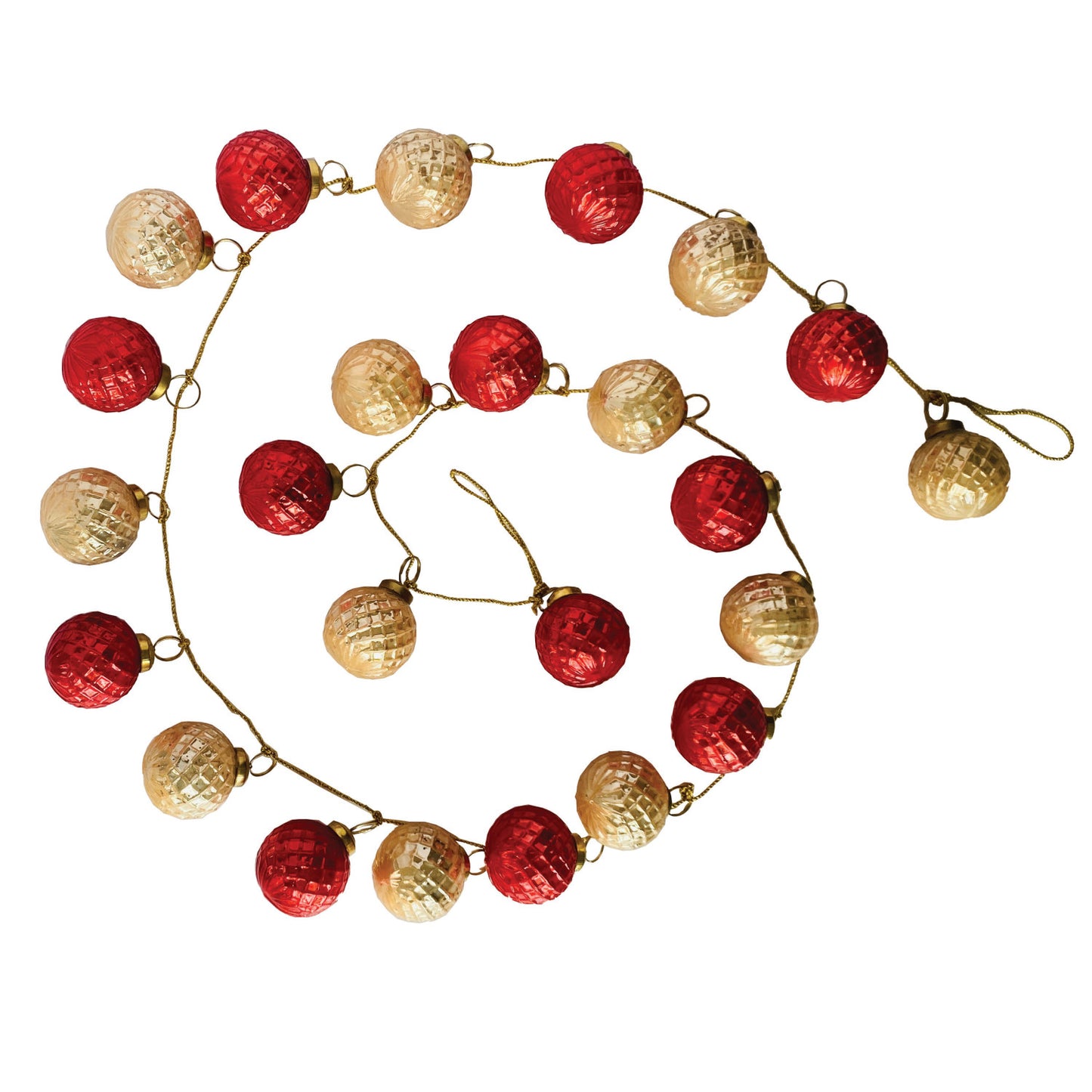 C-26 Embossed Mercury Glass Ball Ornament Garland