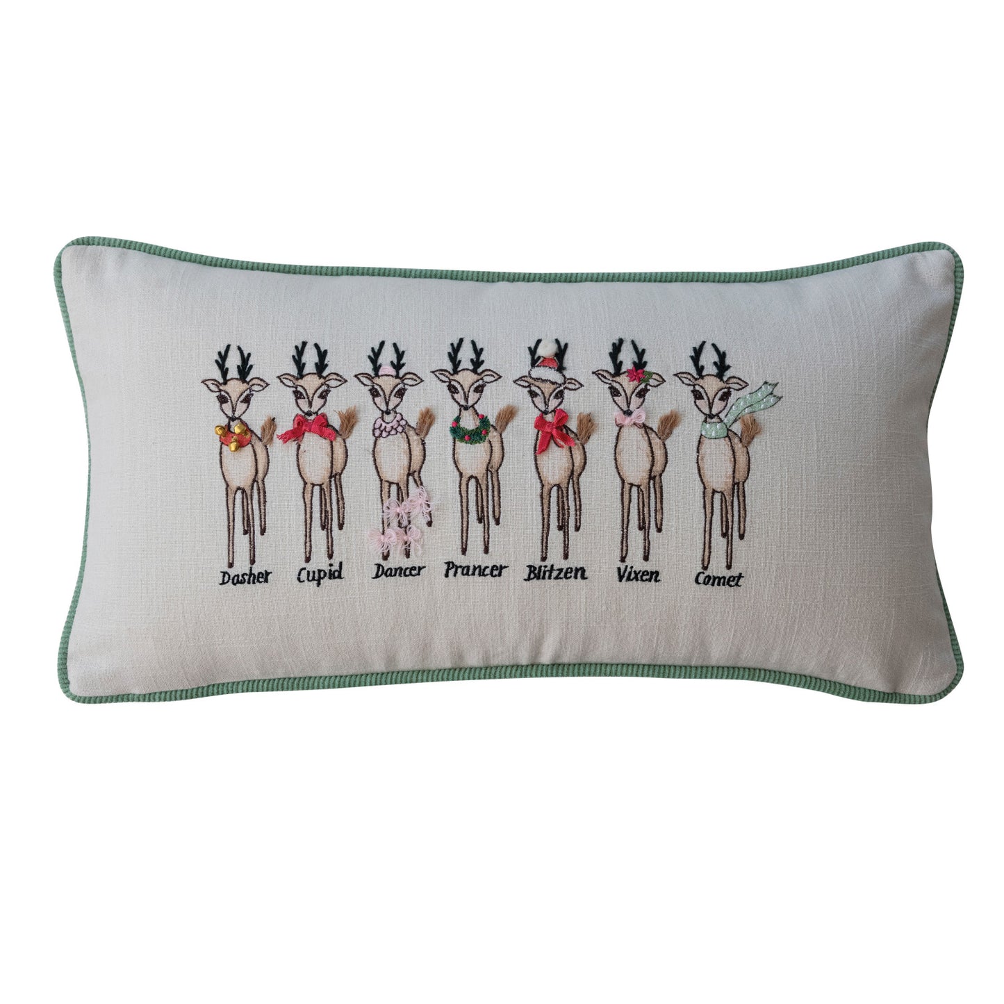 C-26 Printed Lumbar Pillow with Santa's Reindeer