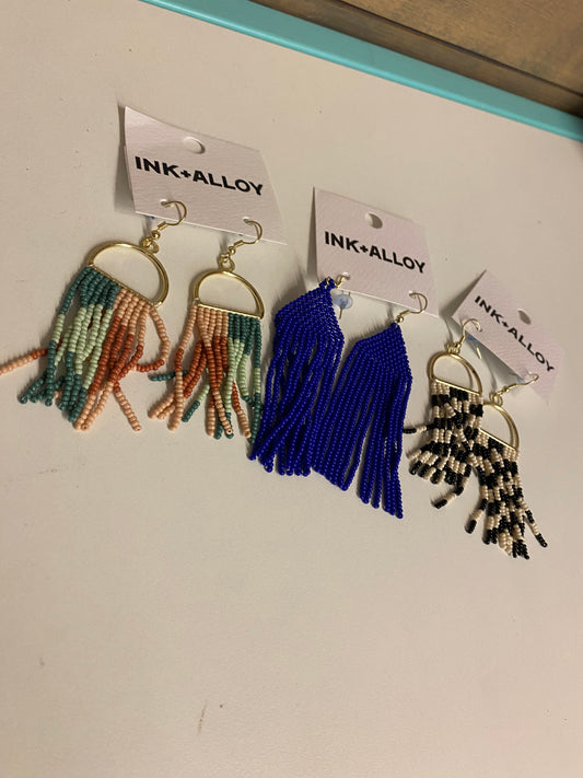 Ink + Alloy Fringe Seed Bead Earrings ( Assorted )