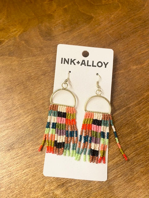 Ink + Alloy Fringe Seed Bead Earrings ( Assorted )