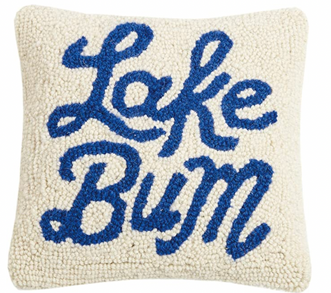 Lake Bum Wool and Cotton Hook Pillow, 10 X 10