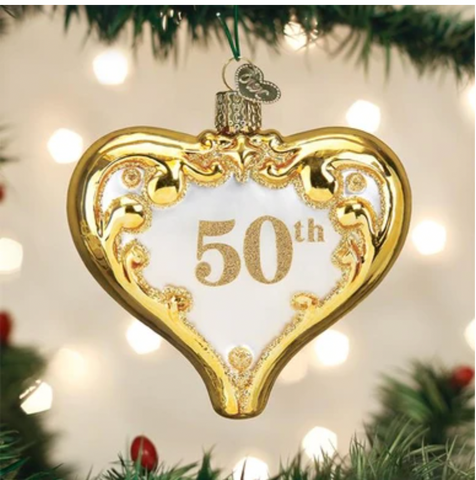 50th Anniversary Heart Christmas Ornament