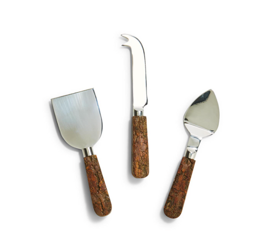 Bark Handle Cheese Knives in Gift Box