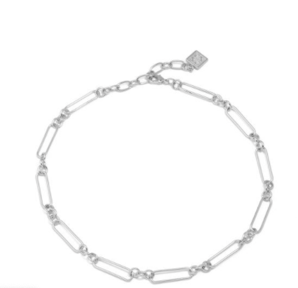Paperclip & Rolo Link Collar Necklace in Silver