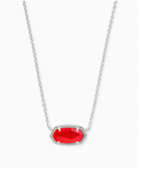 Elisa Silver Pendant Necklace In Red Illusion*