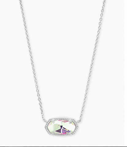 Elisa Silver Pendant Necklace In Dichroic Glass