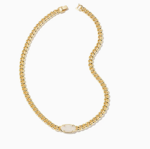 Elisa Chain Necklace in Gold Iridescent  Drusy