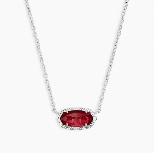 Elisa Silver Pendant Necklace in Berry