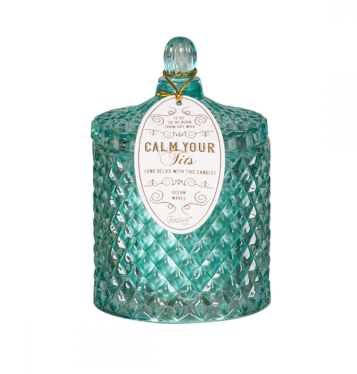 Crystal Teal Calm Candle