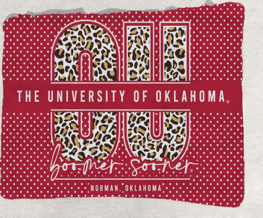 OU Sooner Leopard Pattern Blanket