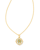 Letter "R" Gold Disc Necklace