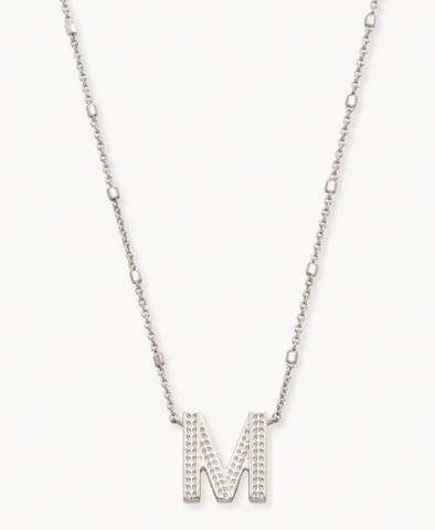 Letter" M " Pendant Necklace in Silver