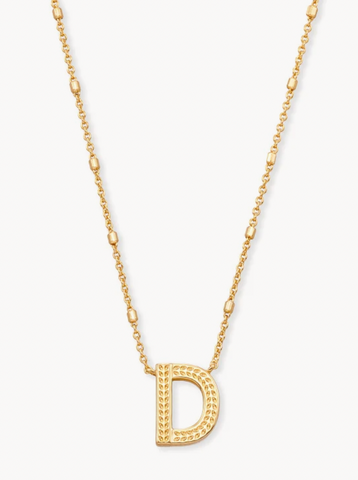 Letter " D " Pendant Necklace in Gold